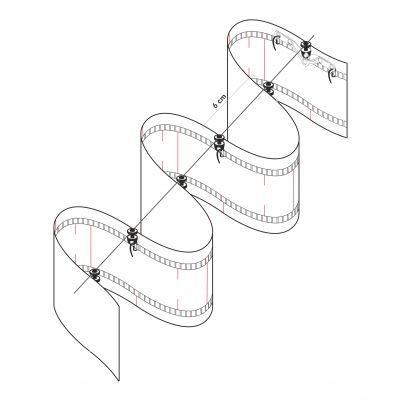 Materiał na zasłony mocowanie wave